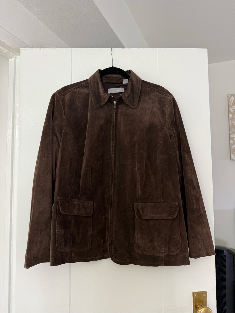 Liz Claiborne Dark Brown Suede Zip Jacket